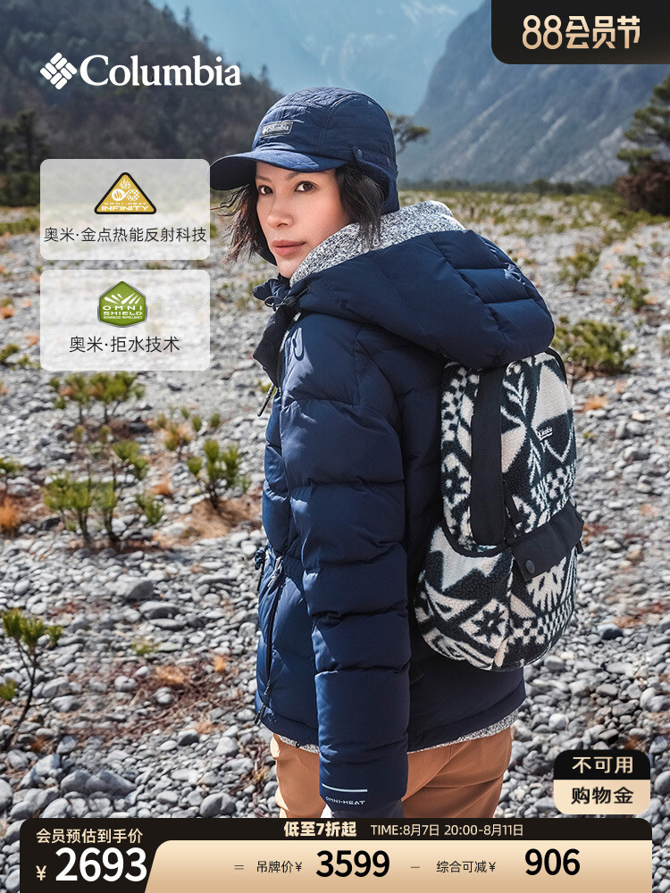 

Пуховик женский Columbia в горошек, хаки