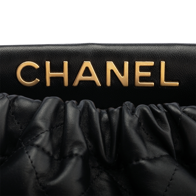Сумка-ведро из ягненка, через плечо, на плечо Trumpets Женская Черная CHANEL — фото 4