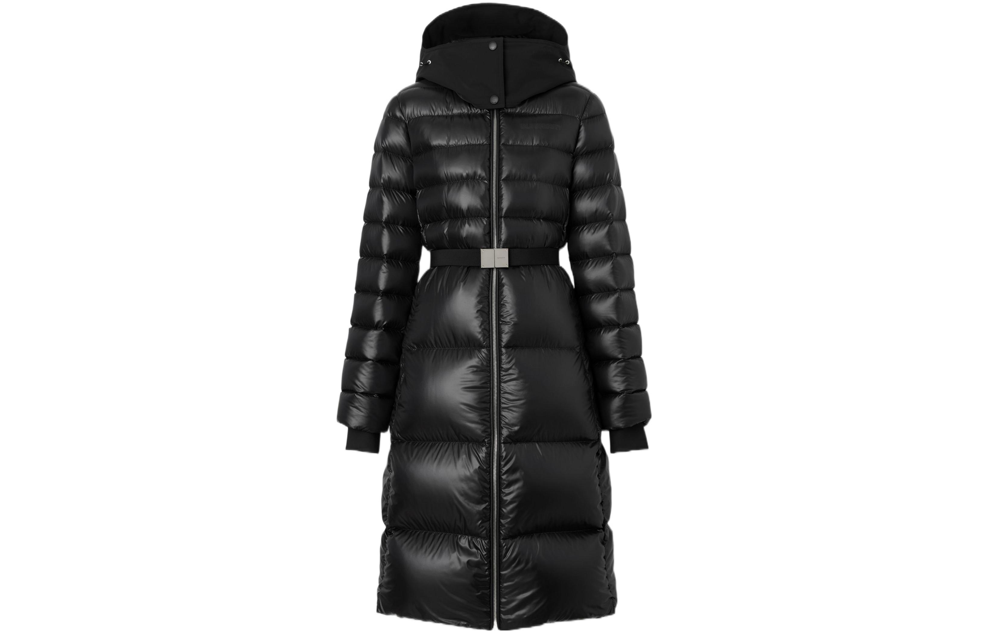 

Контрастный пуховик с капюшоном Burberry, черный