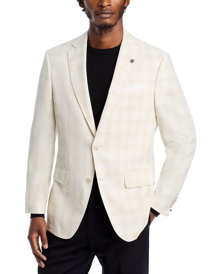 

Спортивное пальто Hutson Plaid Slim Fit BOSS, белый