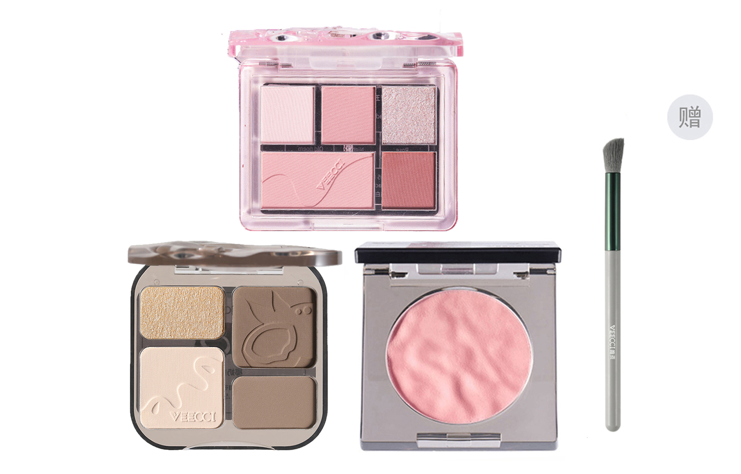 

Палетка теней для век румяна хайлайтер палетка для контуринга набор косметики легко растушевывается натуральное сияние тканевый набор из 3 штук VEECCI