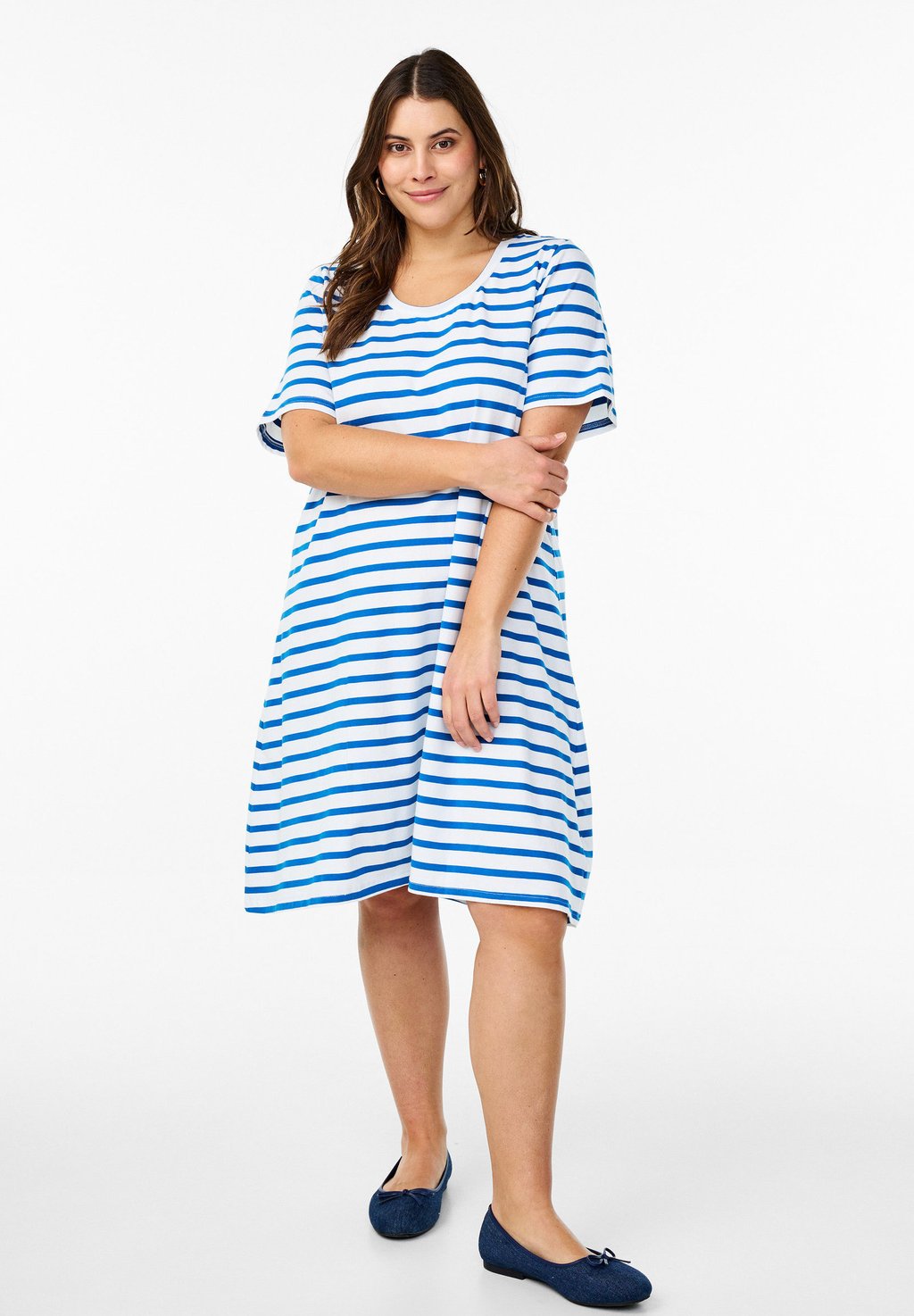 

Платье из джерси STRIPED WITH SHORT SLEEVES Zizzi, светло-голубой