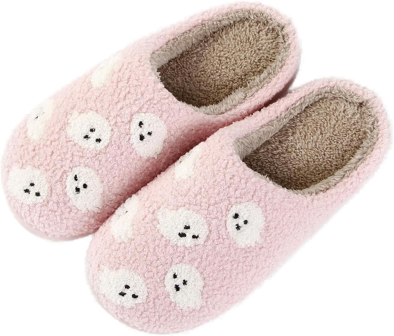 

Хэллоуинские тапочки с тыквой для женщин и мужчин, страшные шлепанцы, мягкие плюшевые домашние тапочки для дома и улицы Qubuwalk, Ghost B