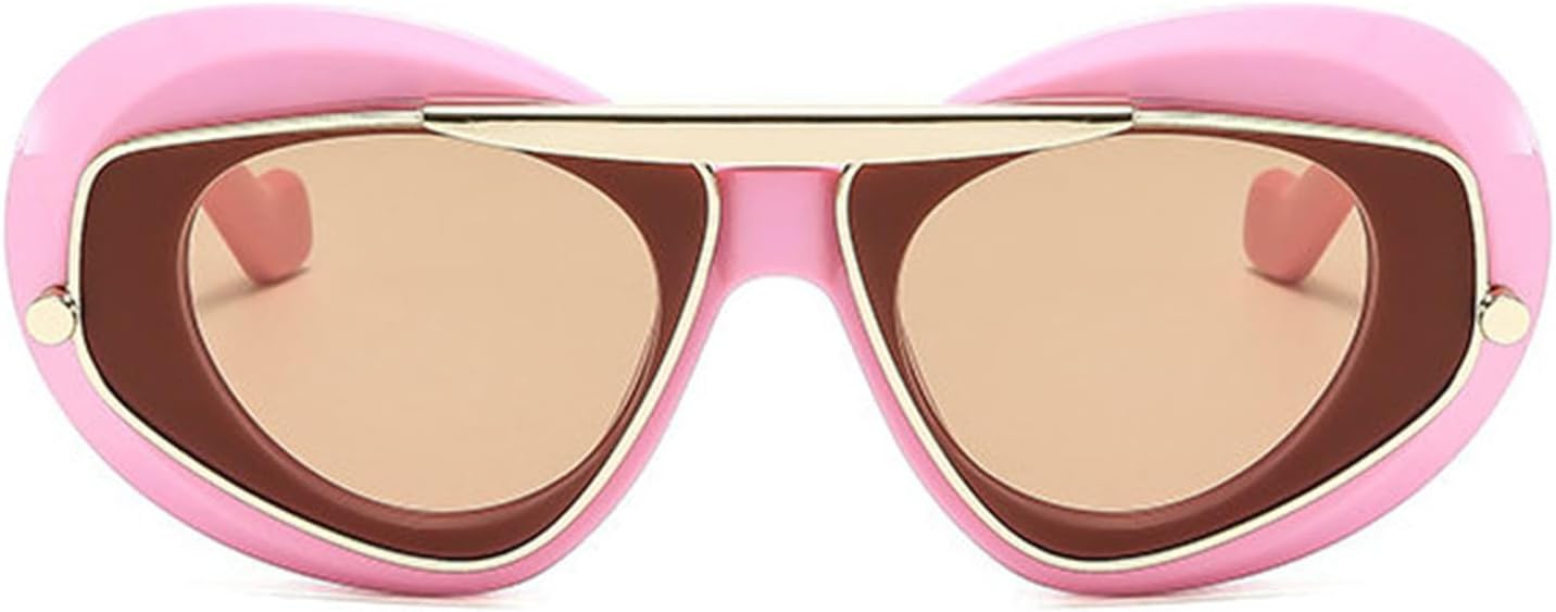 

Солнцезащитные очки Helena Punk Oval 2000-х годов для женщин и мужчин в стиле Y2K, хип-хоп, роскошные квадратные солнцезащитные очки с защитой от УФ-излучения UV400, унисекс, размер S65, Pink