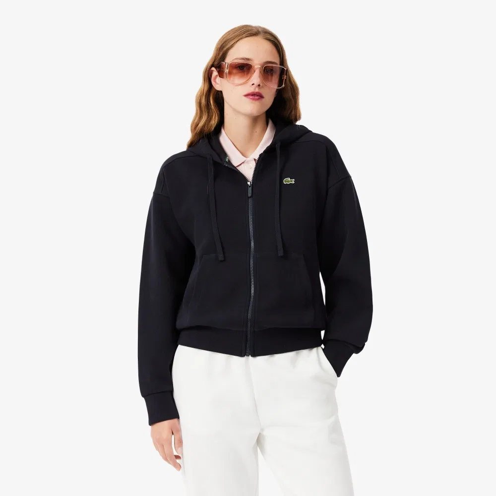 Худи Lacoste Double Face Pique на молнии, тёмно-синяя