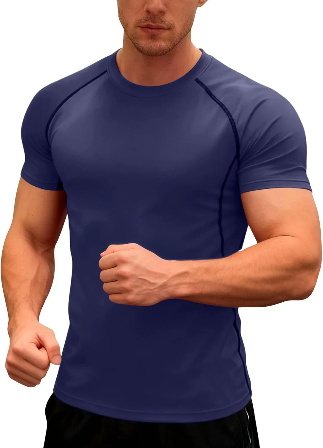 Футболка компрессионная для бодибилдинга, Athletic Works, синяя
