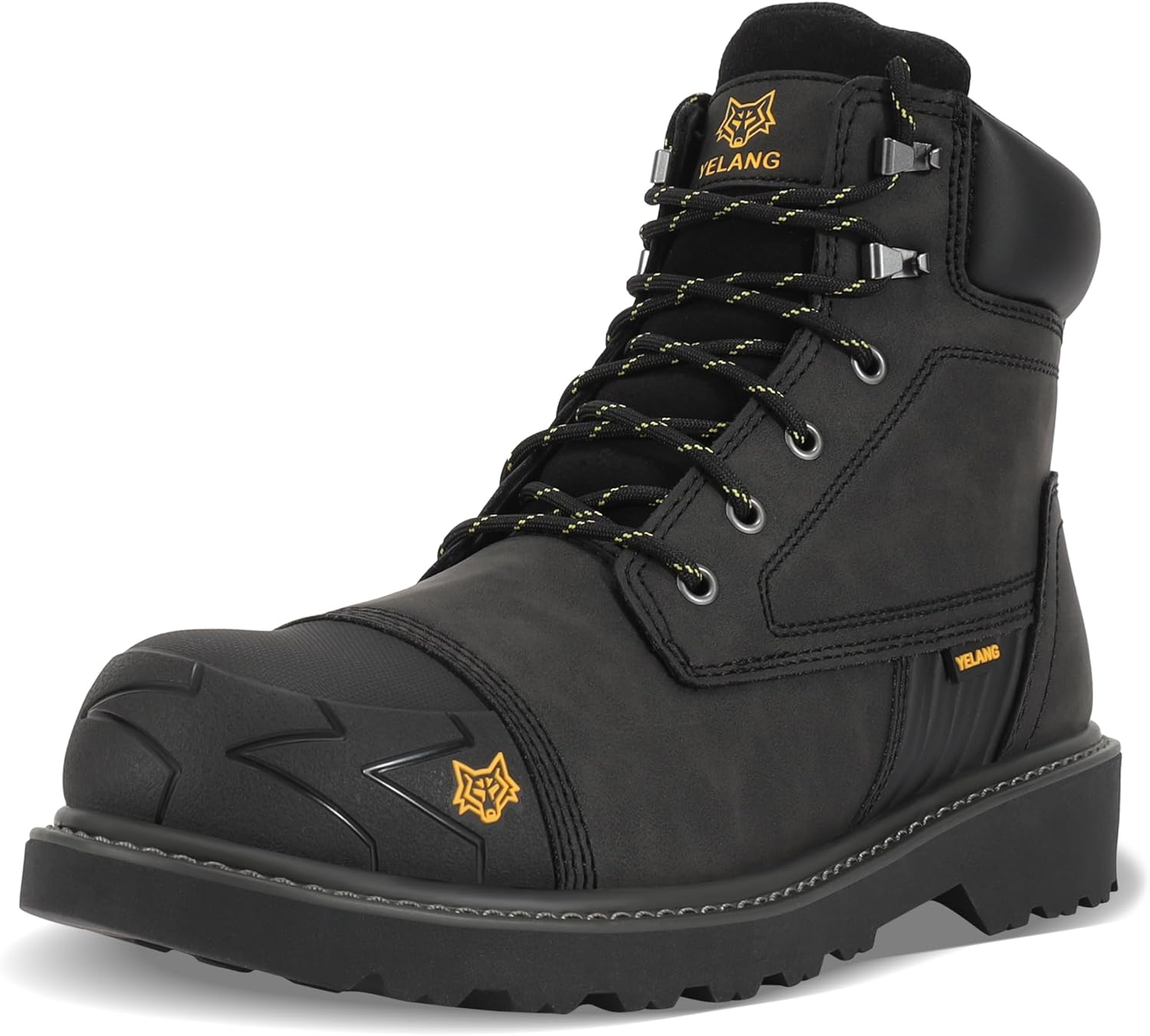 

Мужские ботинки Yelang с металлическим носком, противоскользящие, проколоустойчивые утилитарные ботинки высотой 15 см для промышленного строительства и работы на улице, черный