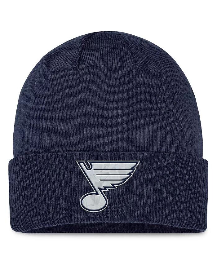 

Мужская темно-синяя вязаная шапка с манжетами цвета металлик St. Louis Blues Authentic Pro Road Fanatics, синий