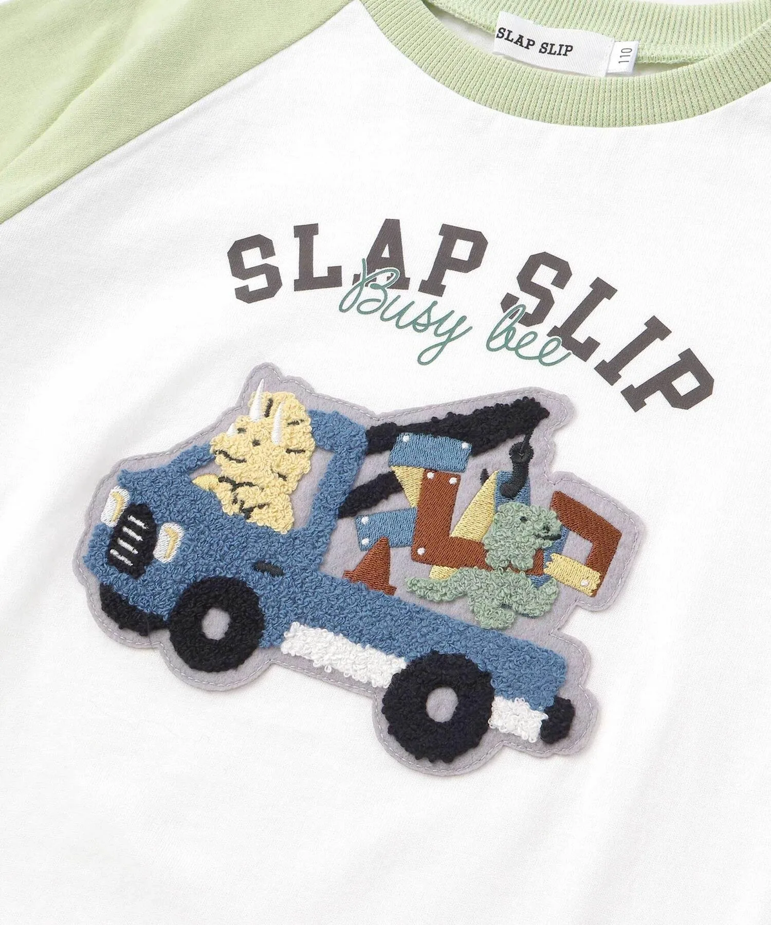 Футболка с длинным рукавом-реглан Working Vehicle Sagara Raglan Jersey (80-130 см) SLAP SLIP, Green — фото 3