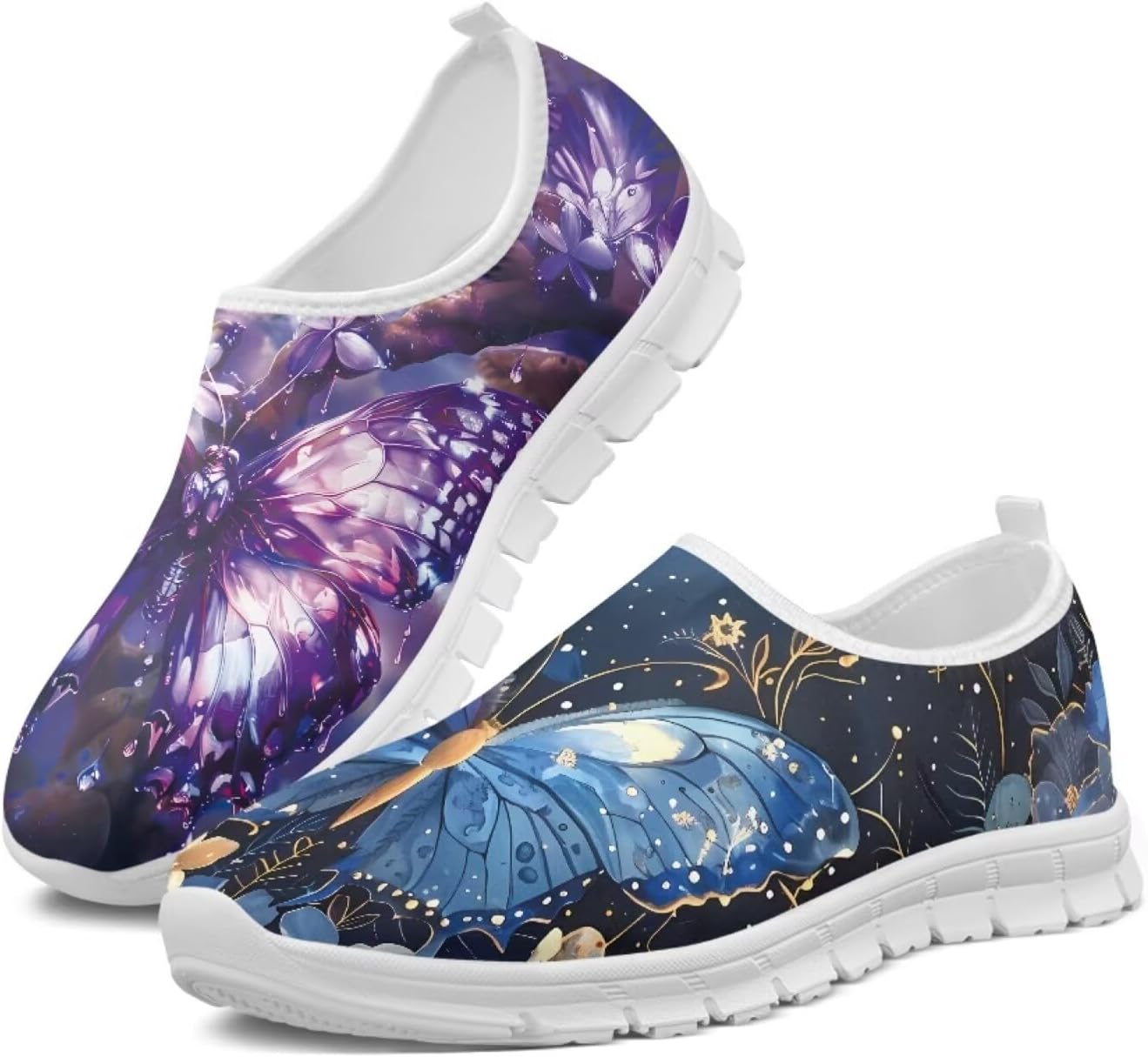 

Мужские слипоны Twousenru, удобные лоферы, легкие повседневные широкие кроссовки из ткани для прогулок и путешествий, Fantasy Butterfly