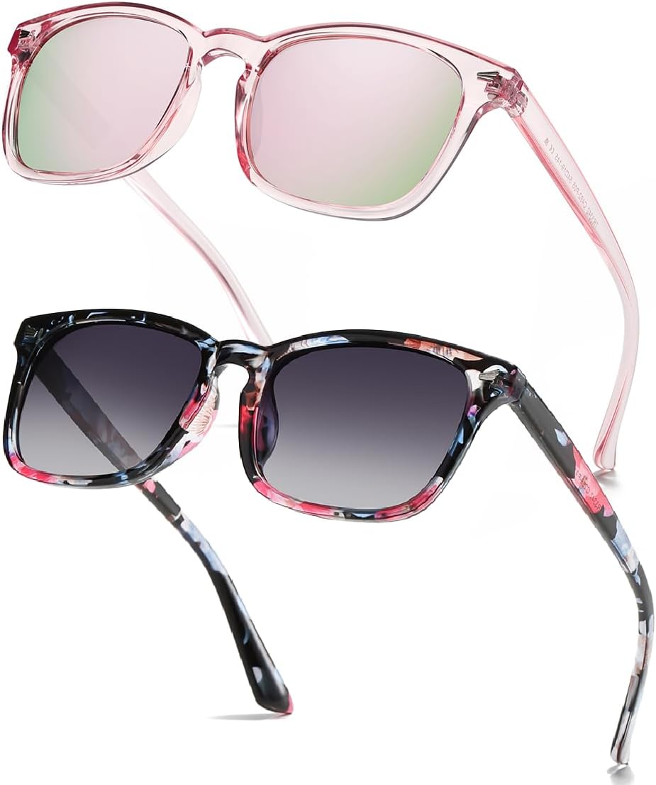 

Очки для вождения в ночное время для женщин и мужчин - поляризованные, антибликовые, с желтыми линзами, очки ночного видения HD D Lolylad, Flower Color + Pink Sunglasses