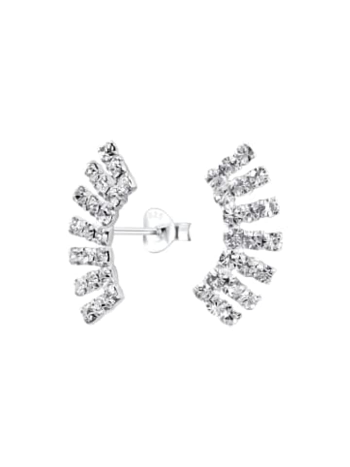 

Alexander York Серьги-гвоздики в форме веера с кубическим цирконием в оправе из серебра 925 пробы, комплект из 2 штук