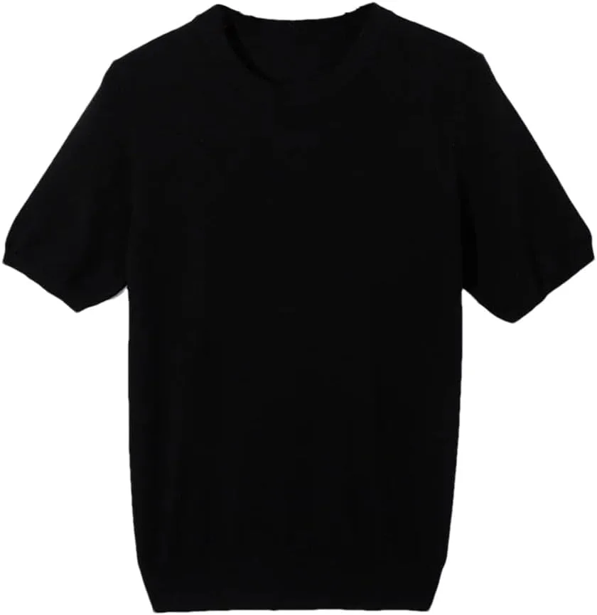 

Мужской классический тонкий шерстяной свитер с коротким рукавом и круглым вырезом