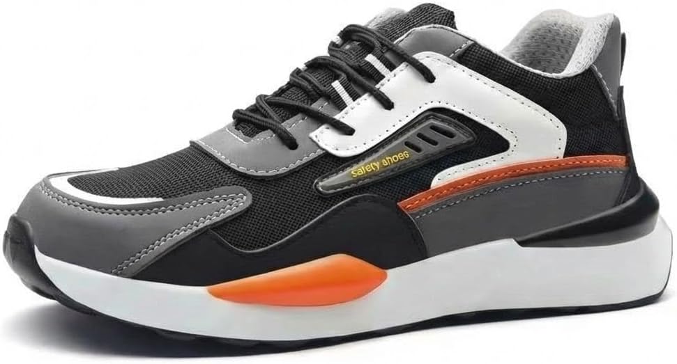 

Мужские защитные туфли FLOWERGIRR с стальным носком, низкие, противо-прокольные кроссовки оранжевого цвета, легкая подошва из EVA, для промышленного и строительного использования, многоматериальные, размер США