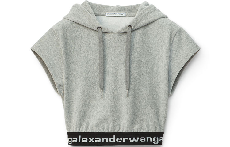 Укороченный кордюровый худи Alexander Wang, черный — фото 4