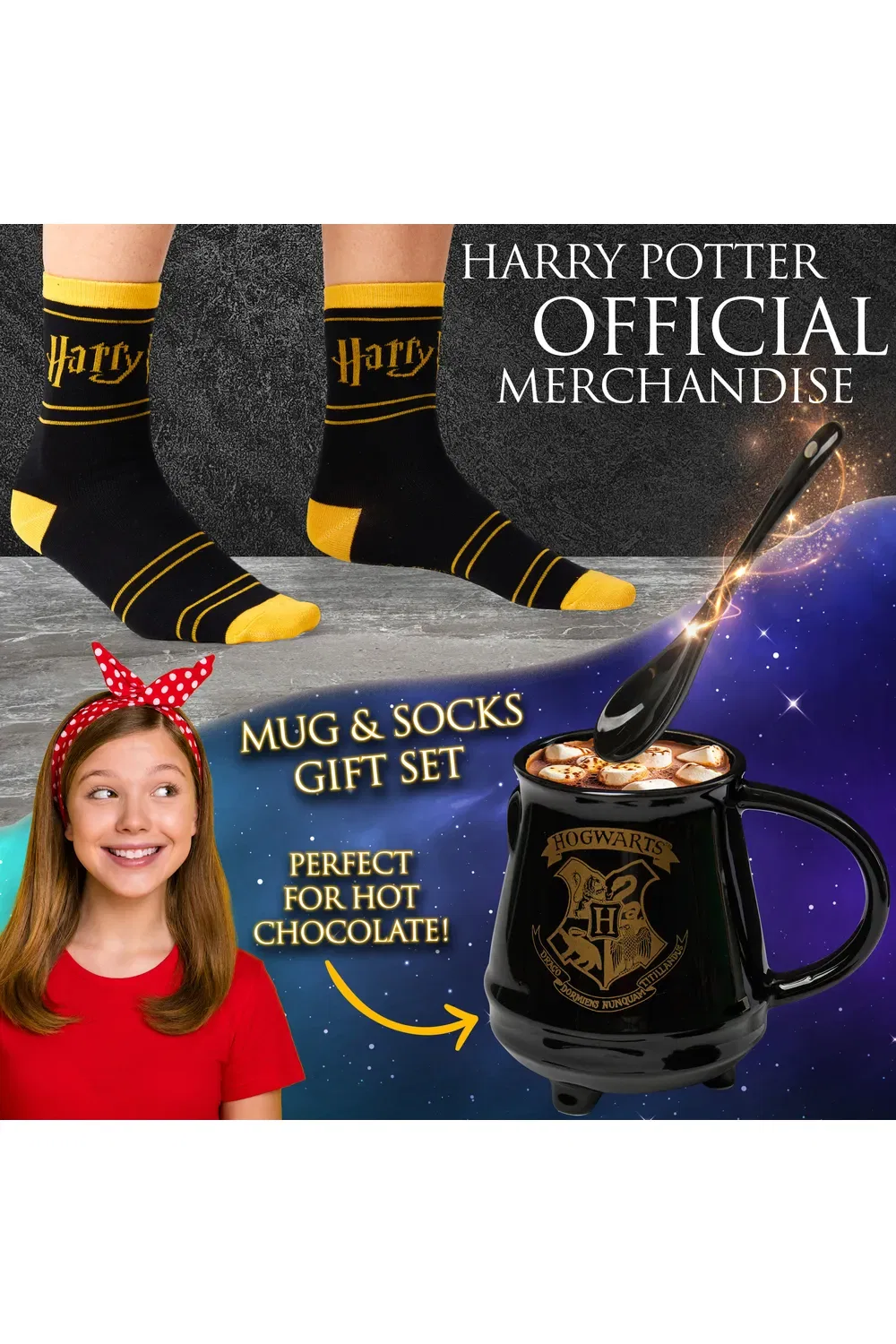 Подарочный набор кружка и носки Harry Potter, черный — фото 2