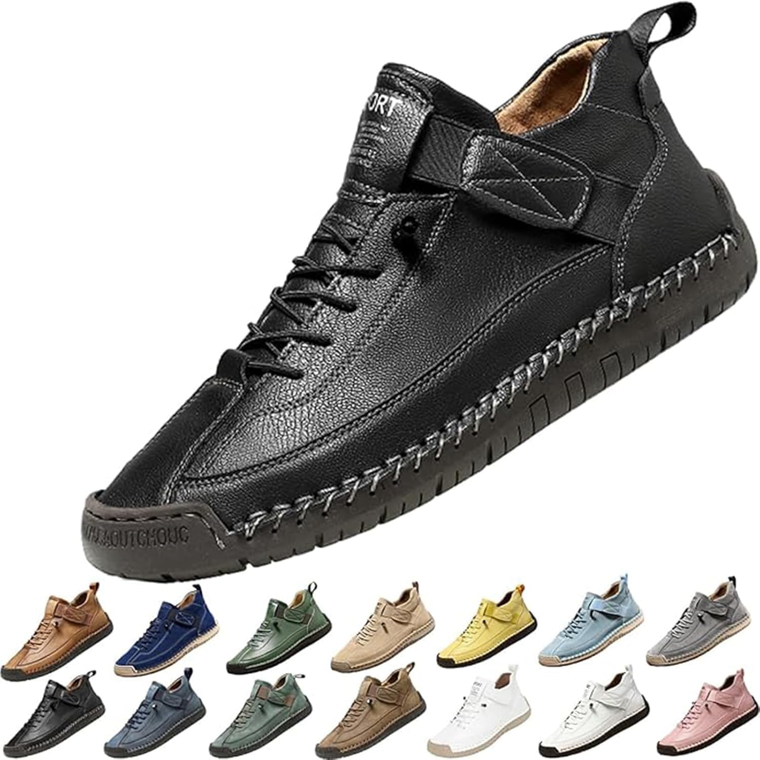 

Комфортные ортопедические кроссовки, повседневные легкие слипоны для спорта, унисекс регулируемые кожаные кроссовки Generic, черный