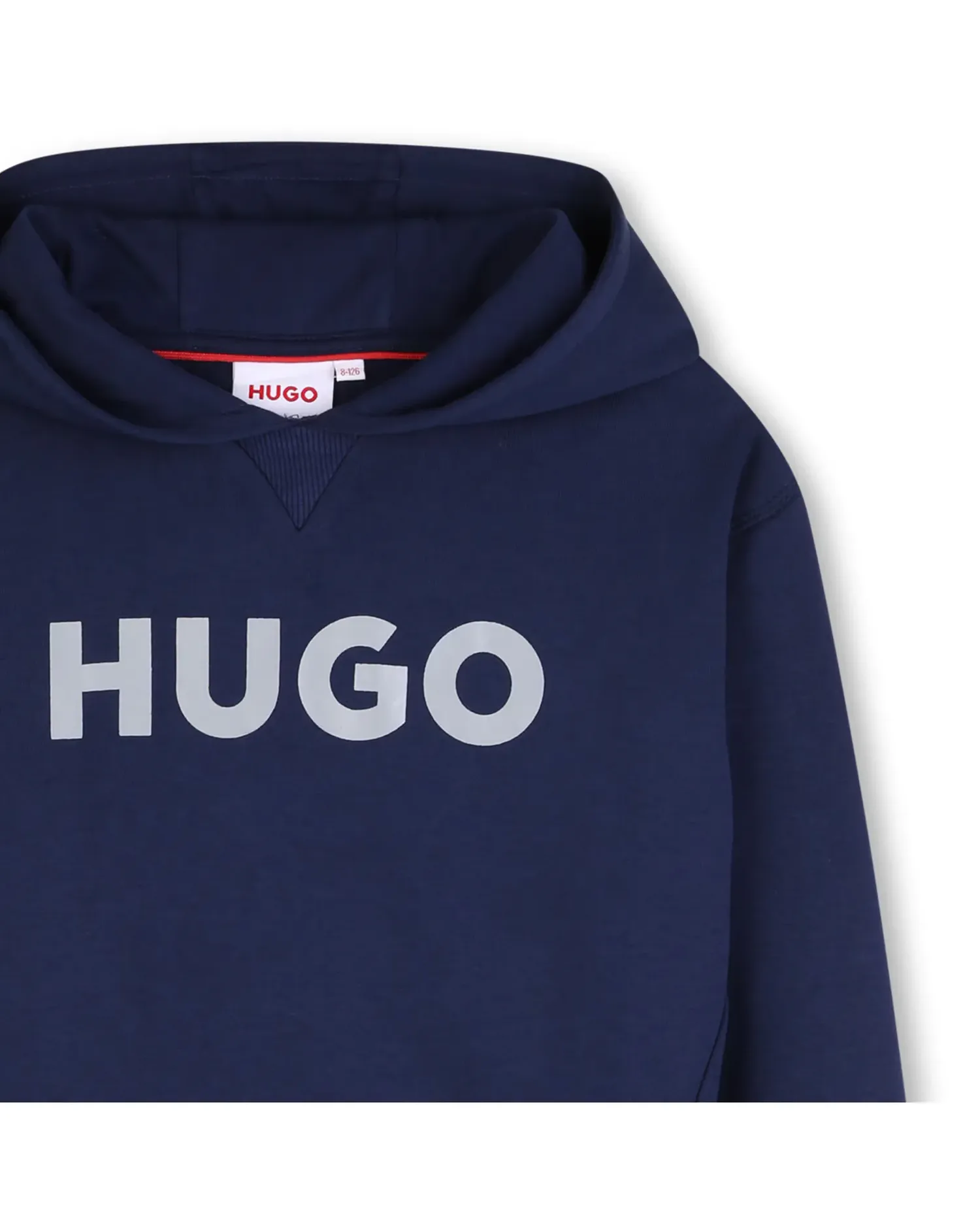 Детская толстовка с капюшоном с длинным рукавом из хлопка однотонная Hugo, Natural — фото 2