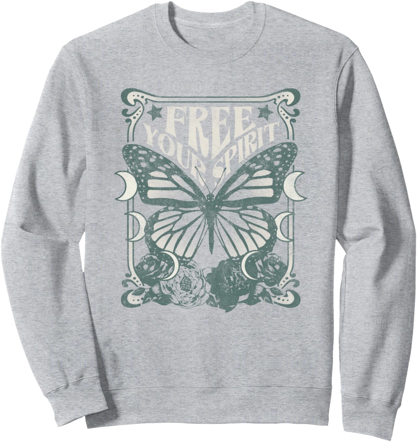 

Освободи свой дух! Толстовка с изображением небесной бабочки Trendy Apparel, серый