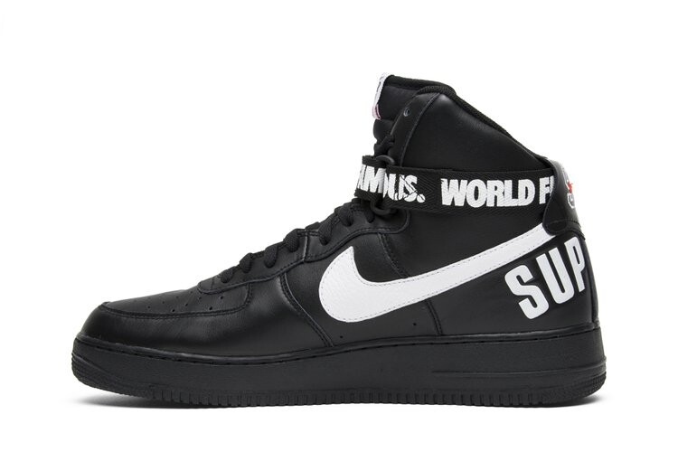 Кроссовки Nike Supreme x Air Force 1 High SP 'Black', черный — фото 3