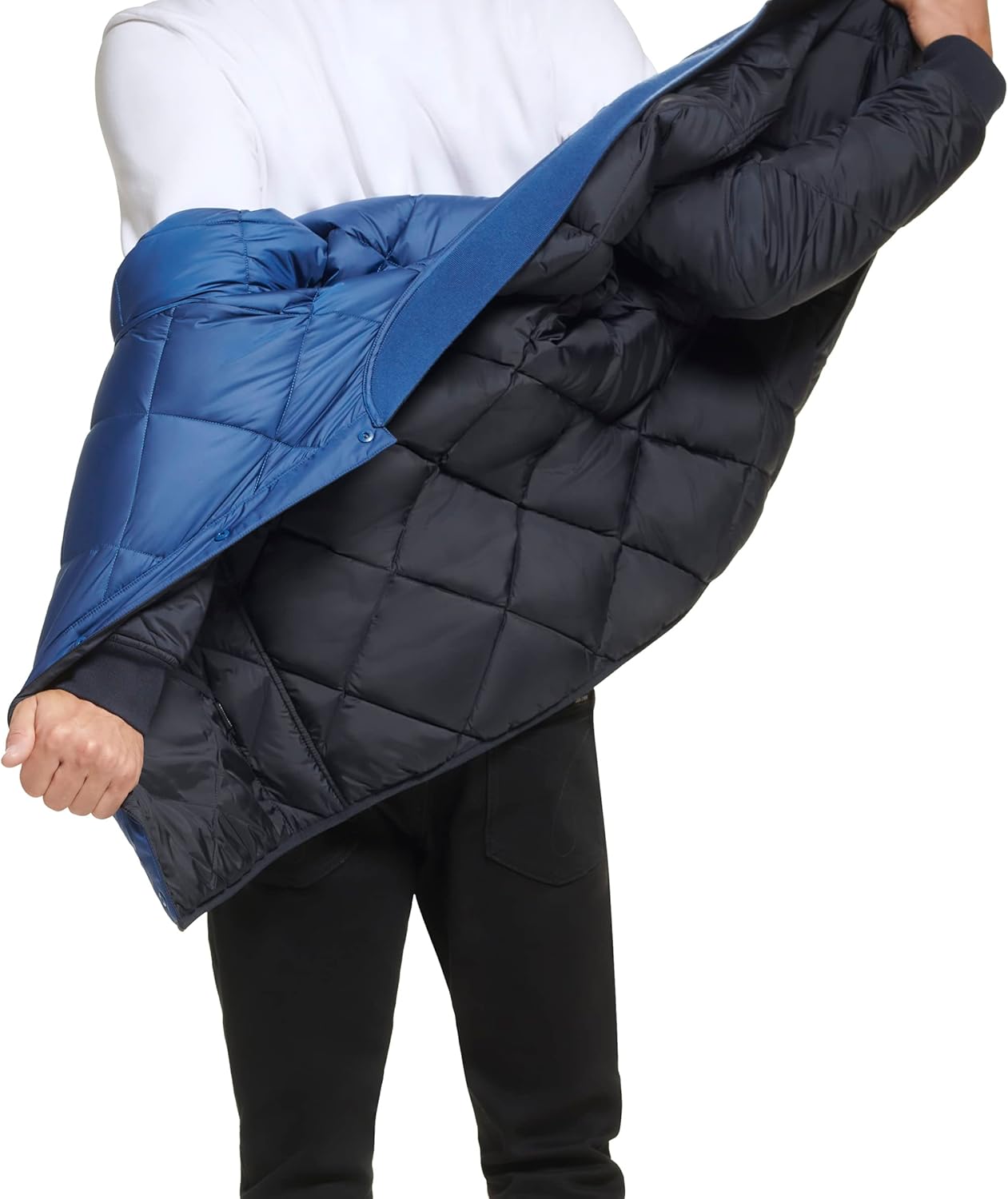 Мужская двусторонняя стеганая куртка Calvin Klein с ромбовидным узором, Reversible True Navy — фото 4