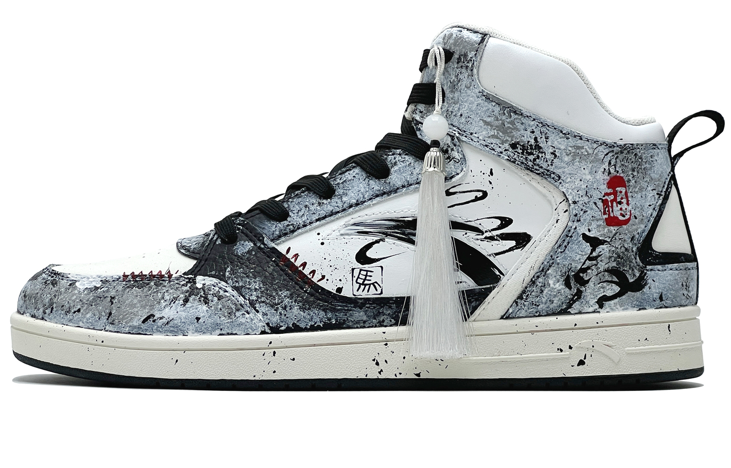 

Мужские скейтборд-кроссовки Little Zero Feeling, износостойкие, с увеличенной высотой, средней высоты Anta, черный белый