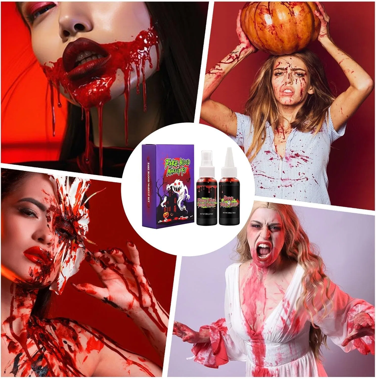 Набор для создания искусственной крови Halloween Fake Blood Kit Chip+Spray — фото 4