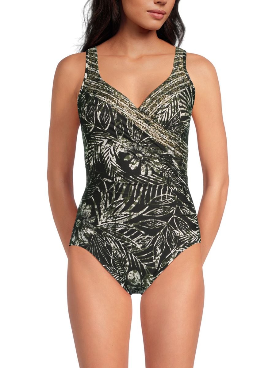 

Слитный купальник с принтом It's A Wrap от Zahara Miraclesuit, черный мульти