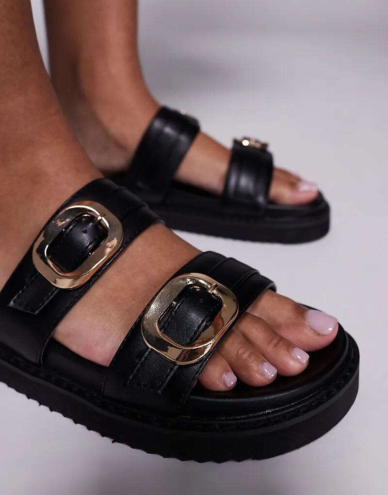 Сандалии Public Desire Lapis с двумя ремешками черного цвета — фото 3