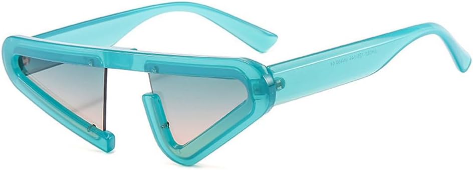 

Винтажные уникальные солнцезащитные очки «кошачий глаз» для женщин, модные полуободковые очки с градиентным переходом цвета, защита от УФ-излучения UV400, мужские треугольные солнцезащитные очки TKKTLLT, Blue Green Tea