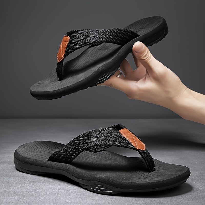 Модные легкие слипоны для мужчин с многоцветным дизайном, удобные и повседневные, прочные мужские сандалии для активного отдыха на улице Hoalox, черный — фото 2