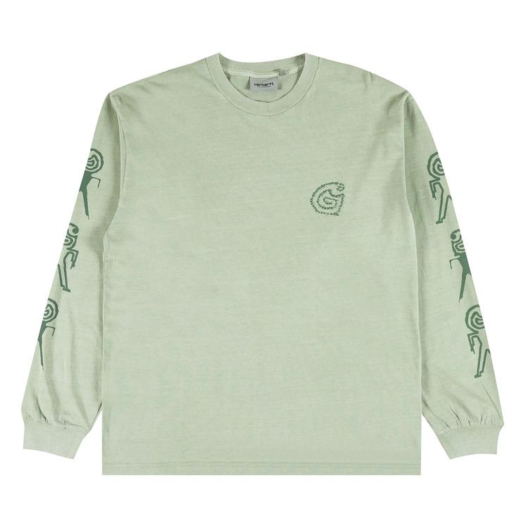 

Футболка Carhartt WIP Long-Sleeve Terrestrial T-Shirt, Pale Olive/Dollar Green
