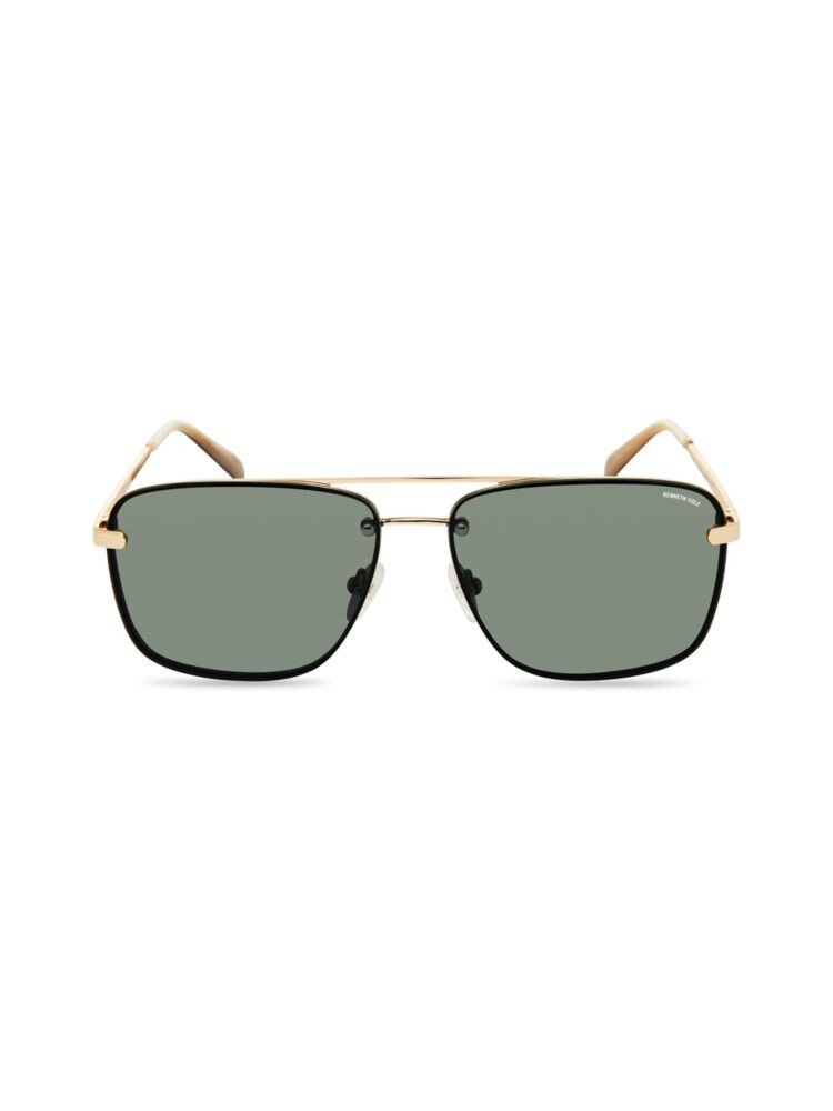 

Квадратные солнцезащитные очки-авиаторы 61MM Kenneth Cole, цвет Gold Green