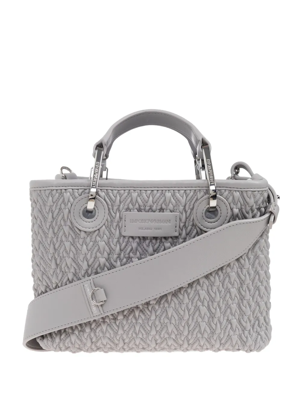 

Стеганная плетеная сумка-тоут EMPORIO ARMANI, серый