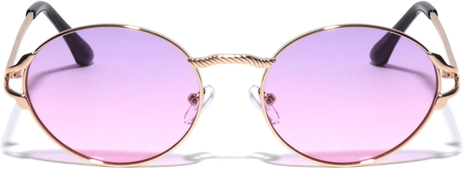 

Солнцезащитные очки Dweebzilla Slim Classic круглой и овальной формы с оправой в виде закрученного узла, Gold & Black Frame - Purple Pink Gradient Lenses