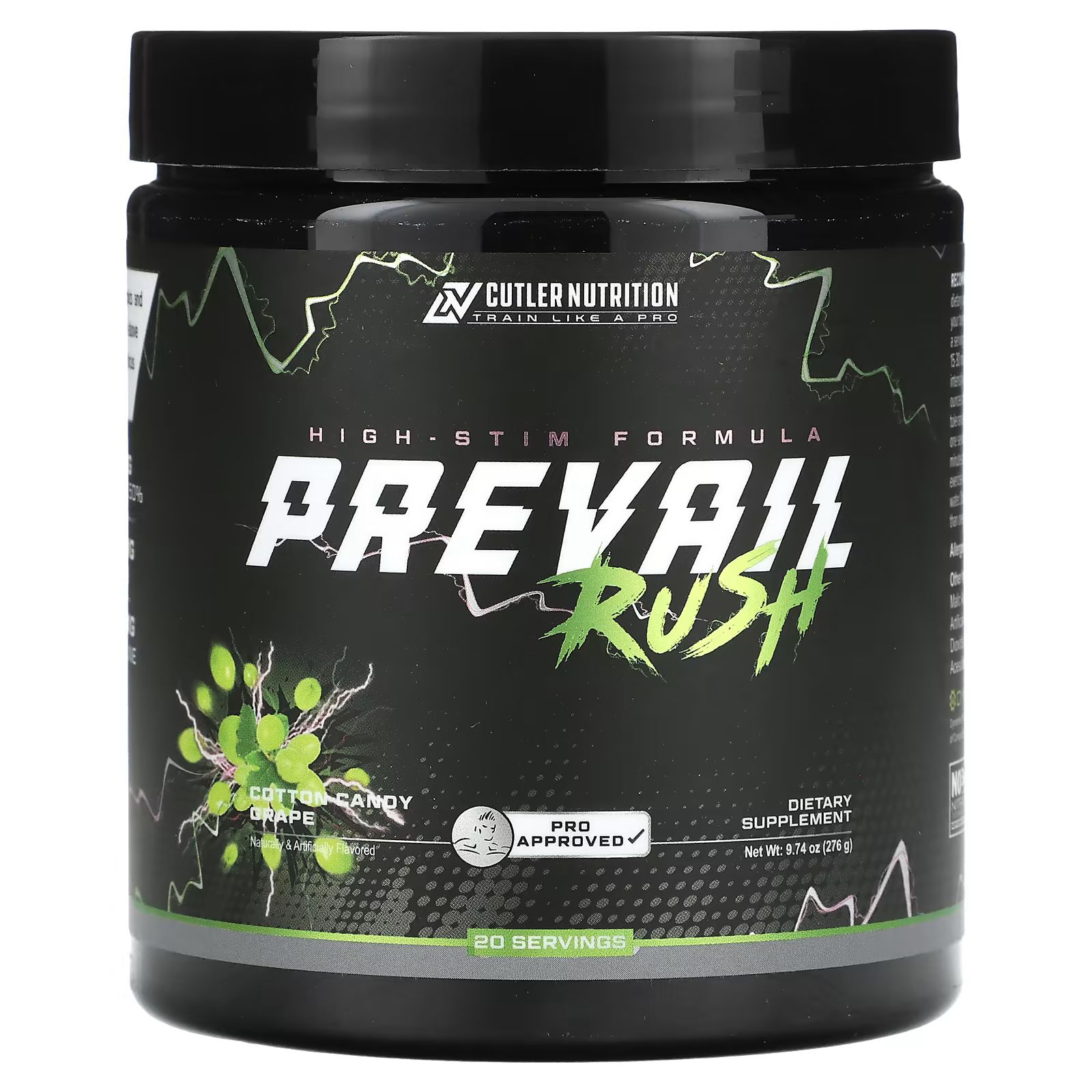 

Prevail Rush, Формула для высокой стимуляции, сладкая вата, виноград, 9,74 унции (276 г) Cutler Nutrition