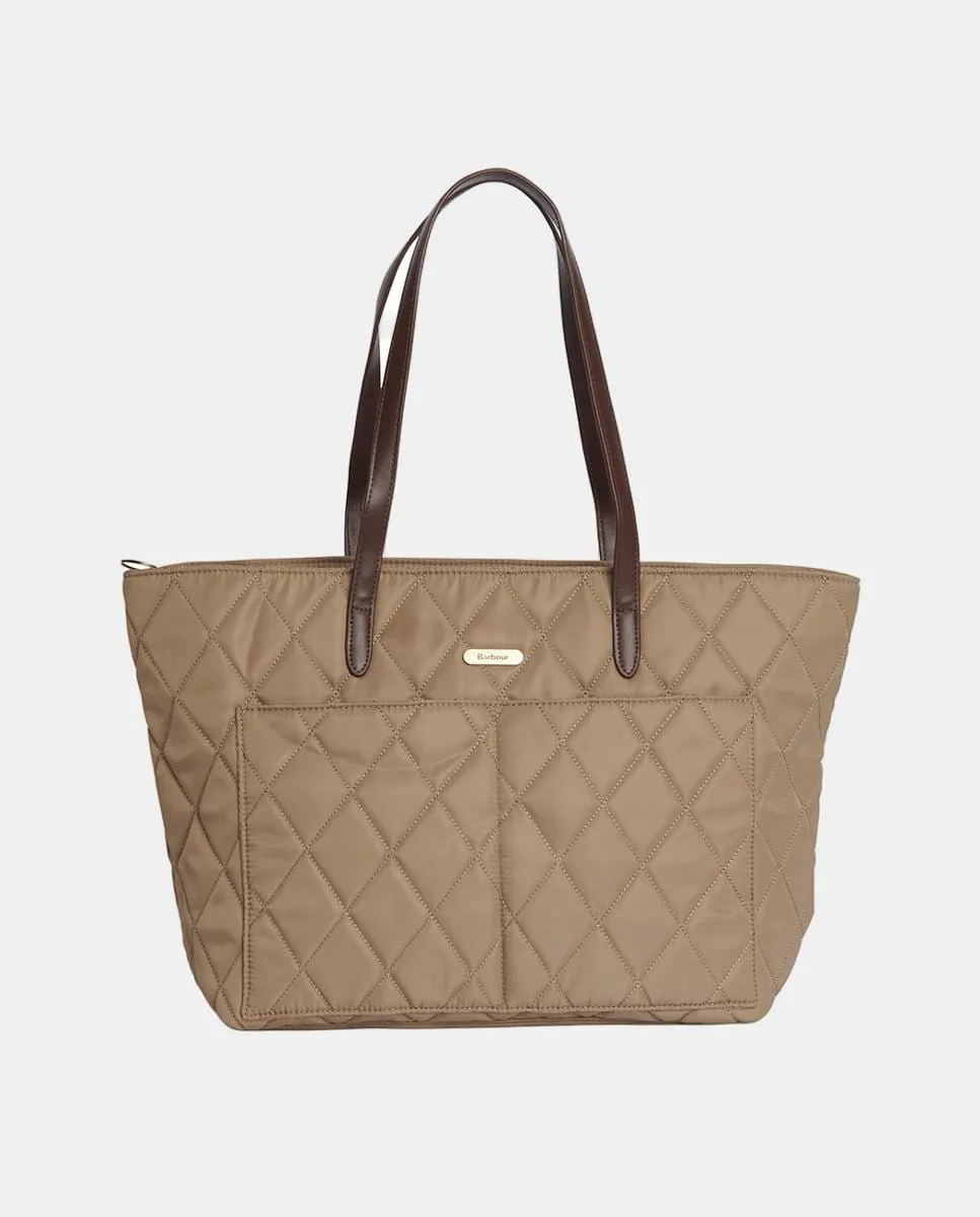 

Стеганая сумка-тоут с ручками Barbour, бежевый
