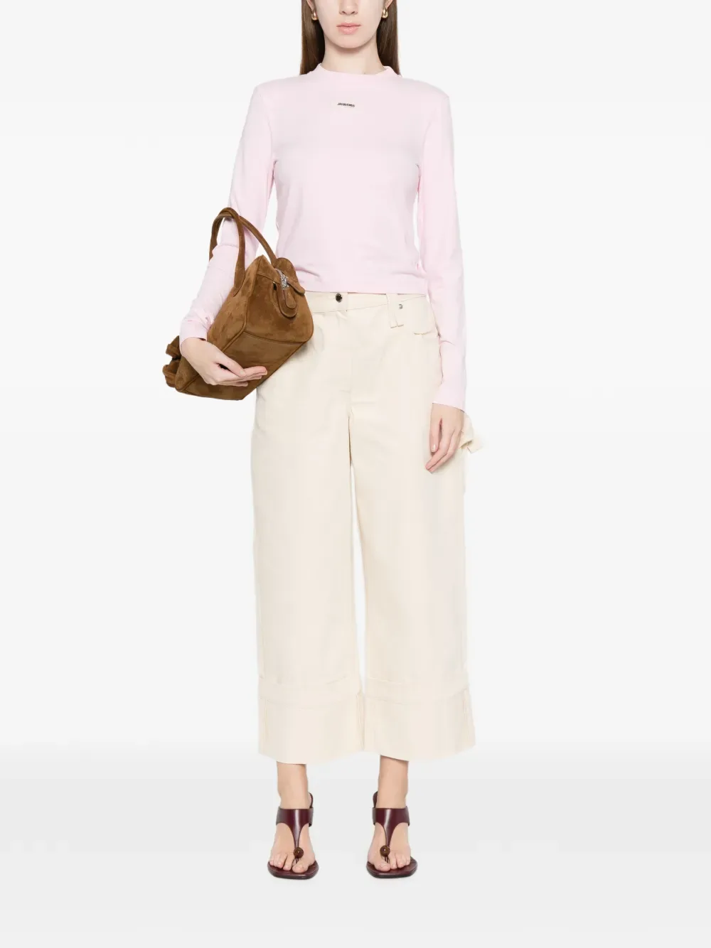 Футболка с логотипом и отделкой из грогрена JACQUEMUS, розовый — фото 2