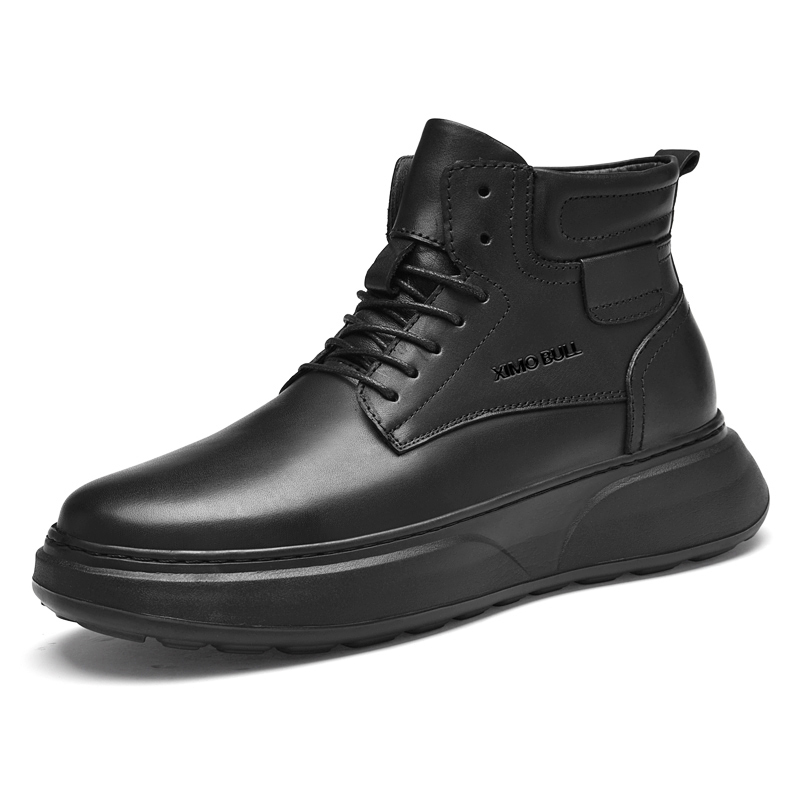 

Черные мужские полусапожки на каблуке 5 см XIMO BULL, черный-Fleece-Lined