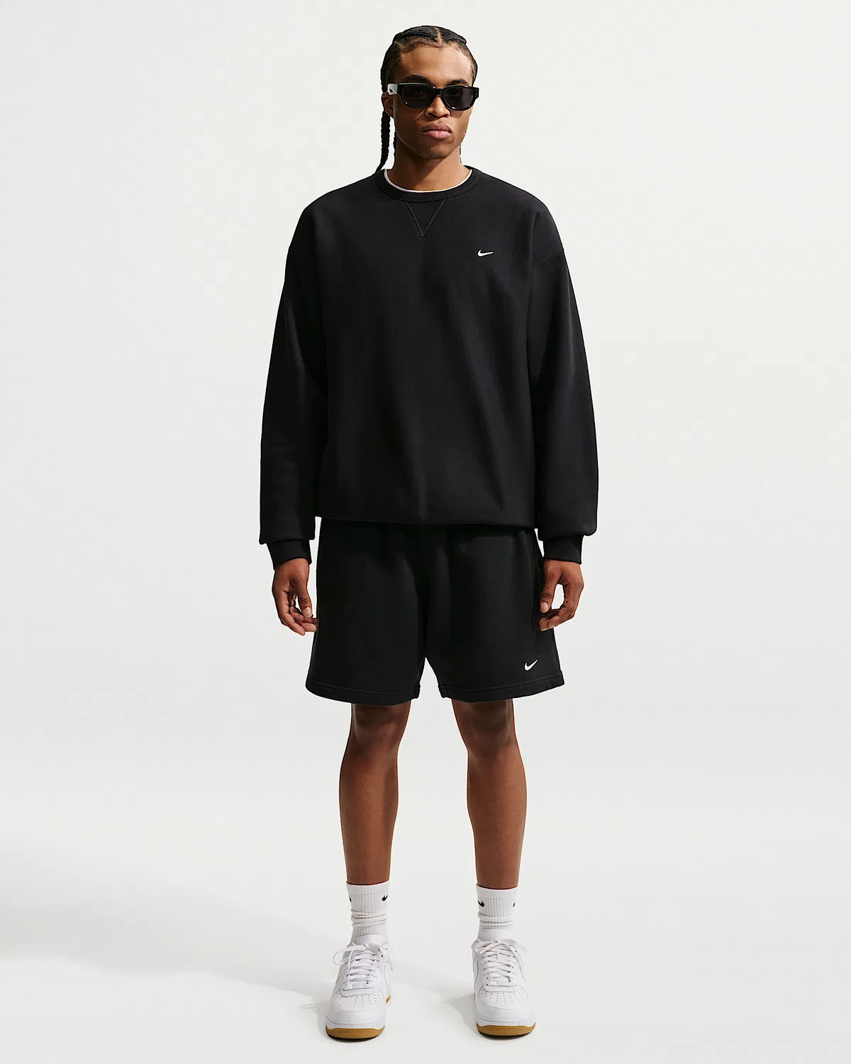 Мужская флисовая кофта Nike Solo Swoosh, Black/White — фото 4
