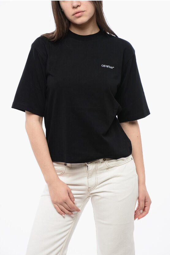 

Хлопковая футболка с принтом на спине Off-White, черный