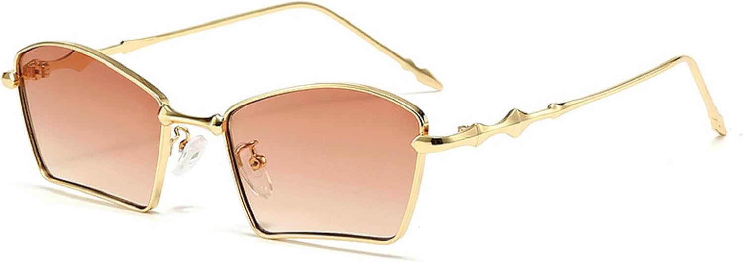 

Маленькие прямоугольные солнцезащитные очки для женщин и мужчин, 2024 год, роскошные винтажные геометрические солнцезащитные очки для женщин, нестандартная форма, защита от ультрафиолета UV400 N45 mincl, Brown