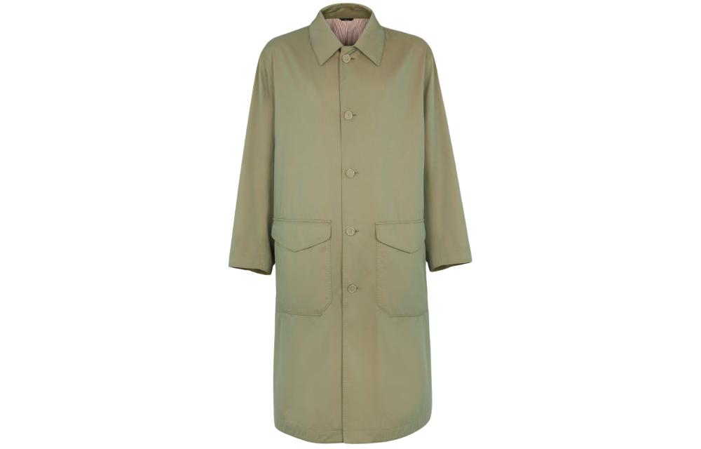 

Fendi Зеленый хлопковый тренч с покрытием, мужской зеленый тренч