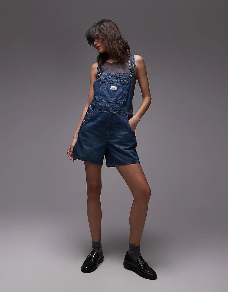 Укороченный джинсовый комбинезон Levi's темного цвета — фото 3