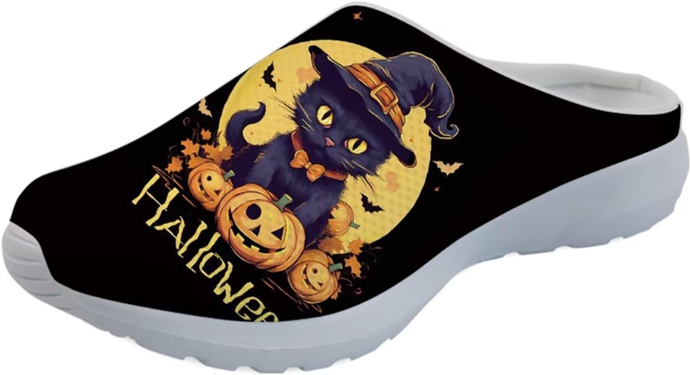 

Мужские садовые сабо GLENLCWE Blue Sea Turtle, сетчатые, мягкие и удобные мюли и сабо, легкие, на липучке, для прогулок, кроссовки, пляжные сандалии, легкие, Halloween Cat Pumpkin