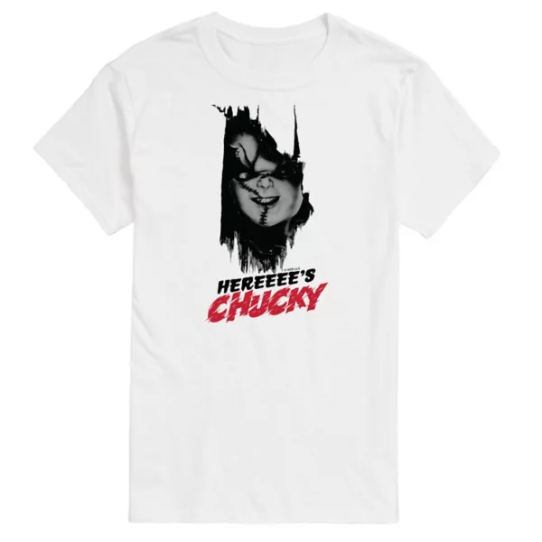 

Большая и высокая футболка с принтом "Чакки" Here's Chucky Licensed Character, белый