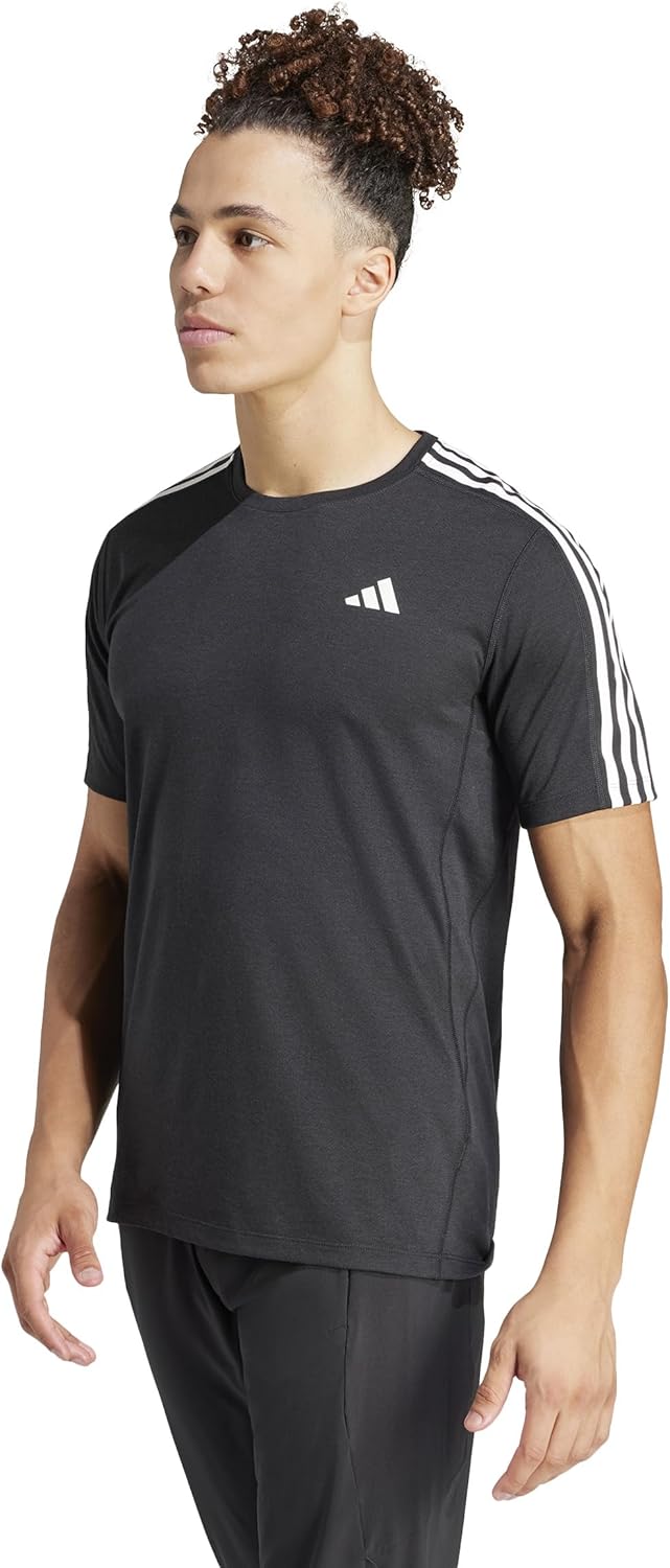 

Мужская футболка Own the Run с тремя полосками, IKM32 Adidas, черный