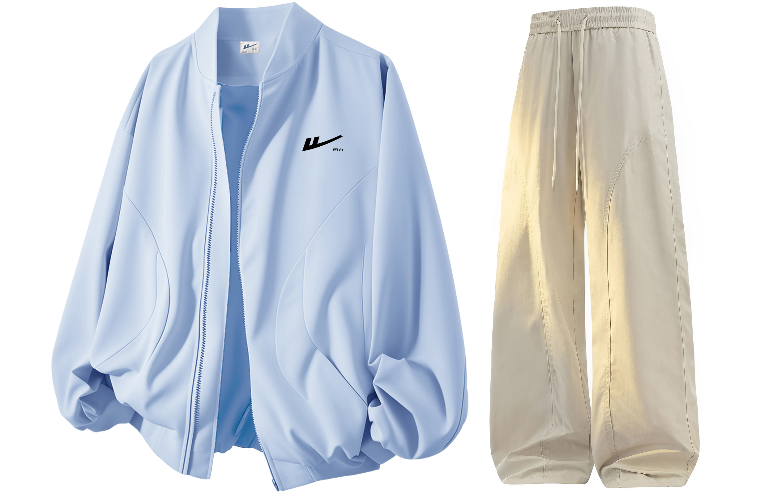 

Коллекция Huichao Star And Cloud повседневная спортивная одежда Unisex WARRIOR, светло-синий+экрю[clothing sets]