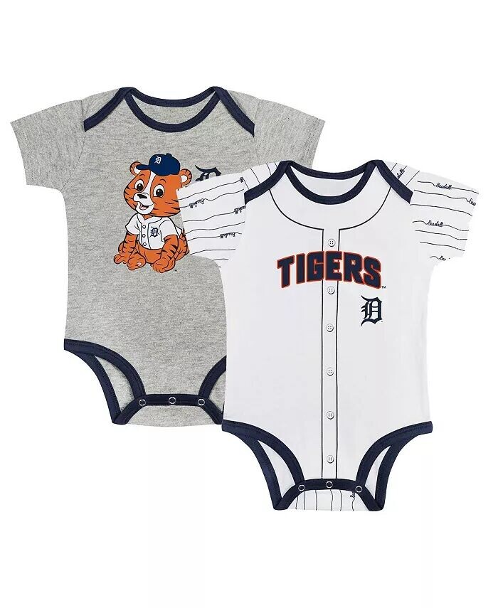 

Набор из двух боди Detroit Tigers серого/белого цвета для новорожденных мальчиков и девочек с игровым мячом Outerstuff, мультиколор
