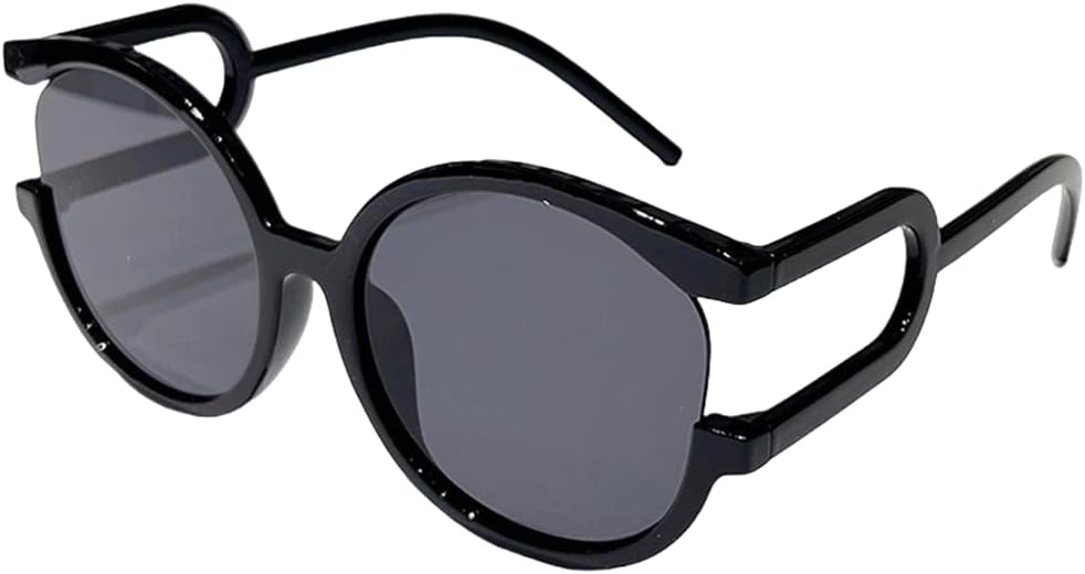 

Модные солнцезащитные очки большого размера, круглые, с полой внутренней отделкой, женские, цветные, для активного отдыха и путешествий, с защитой от УФ-излучения UV400 TKKTLLT, Black Gray